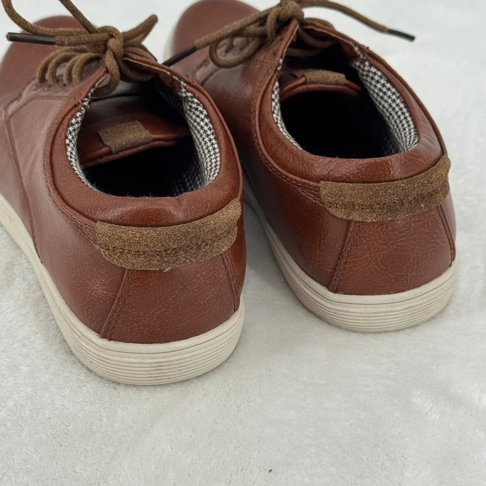 Ashford Hayes Lounge Boys Brown Faux Leather Oxford Tie Dress Shoes Youth Size 1